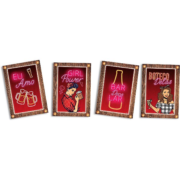 Quadros Decorativos - Boteco Delas - 4 unidades - Festcolor - Rizzo