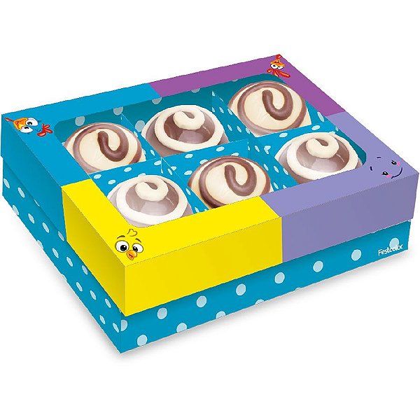 Caixa 6 Bombons Retangular com Visor - Galinha Pintadinha - 1 unidade - Festcolor - Rizzo
