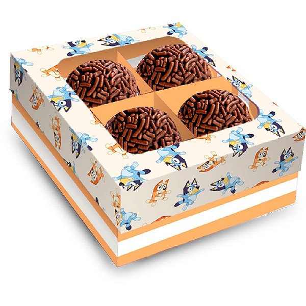 Caixa 4 Bombons Quadrado com Visor - Bluey - 1 unidade - Festcolor - Rizzo