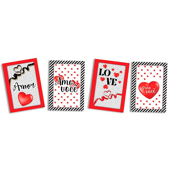 Quadros Decorativos - Amor - 4 unidades - Festcolor - Rizzo