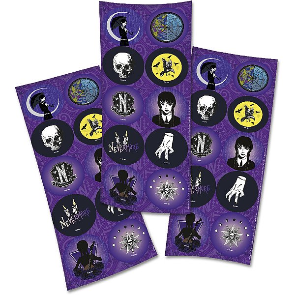 Adesivo Redondo - Wandinha - 30 unidades - Festcolor - Rizzo