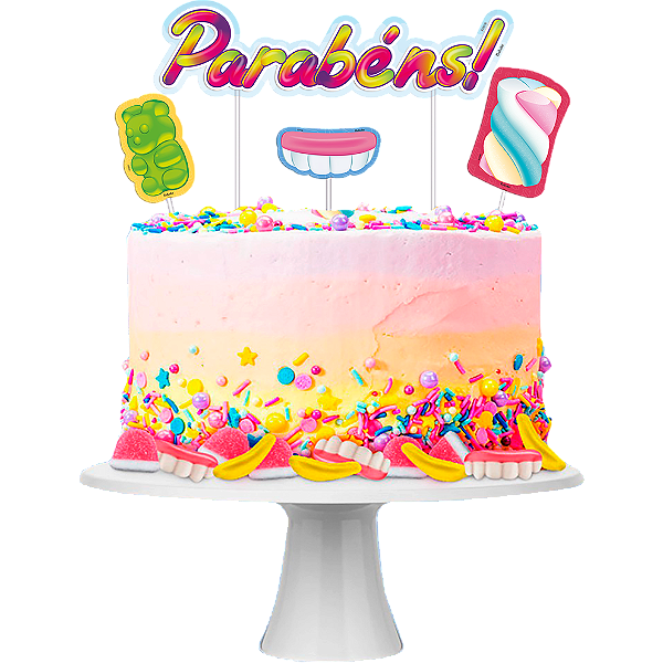 Topper Para Bolo Festa Fini - 04 unidades - Festcolor - Rizzo Festas