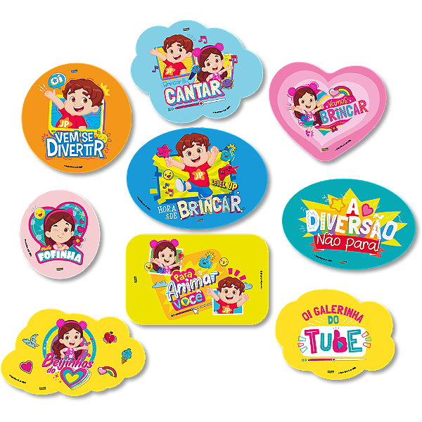 Kit Placas Festa Maria Clara e JP - 09 unidades - Festcolor - Rizzo Festas