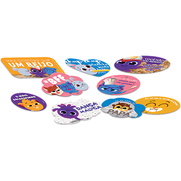 Kit Placas Festa Bolofofos - 09 unidades - Festcolor - Rizzo Festas