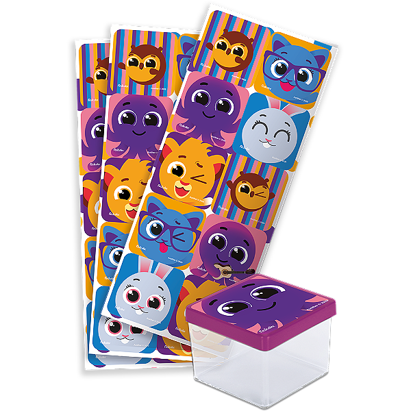 Adesivo Quadrado Festa Bolofofos - 30 unidades - Festcolor - Rizzo Festas