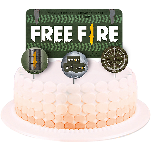 Topper para Bolo Festa Free Fire - 04 Unidades - Festcolor - Rizzo Festas