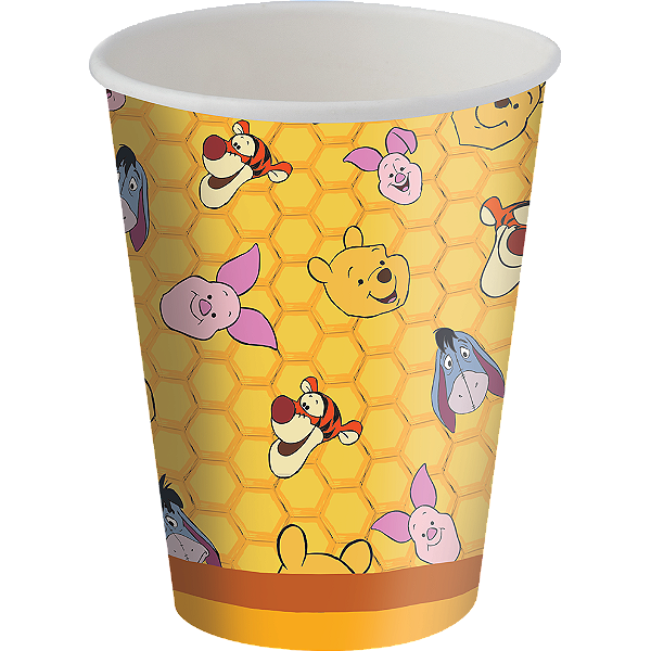 Copo de Papel 200ml Festa Pooh e sua Turma  - 8 unidades - Festcolor - Rizzo Festas