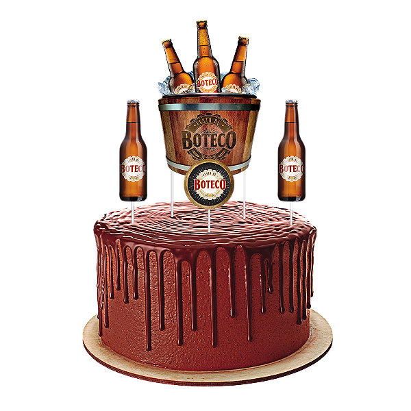 Topper para Bolo Festa Boteco - 04 Unidades - Festcolor - Rizzo Festas