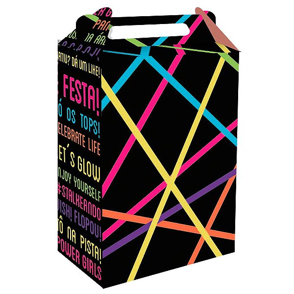 Caixa Surpresa Festa Neon - 9x5x13cm - 8 unidades - Festcolor - Rizzo Embalagens