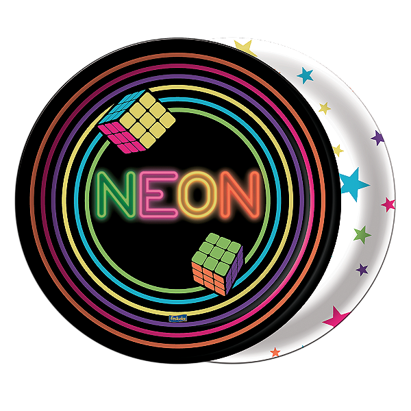 Prato Festa Neon - 18cm - 8 unidades - Festcolor - Rizzo Festas