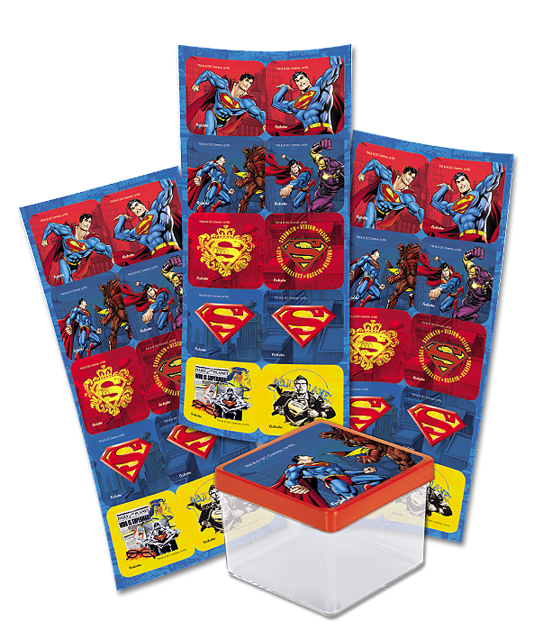 Adesivo Quadrado para Lembrancinha Festa Superman - 30 unidades - Festcolor - Rizzo Festas