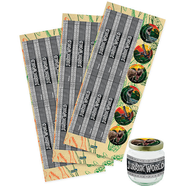 Adesivo para Lembrancinhas Festa Jurassic World- 36 unidades - Festcolor - Rizzo Festas