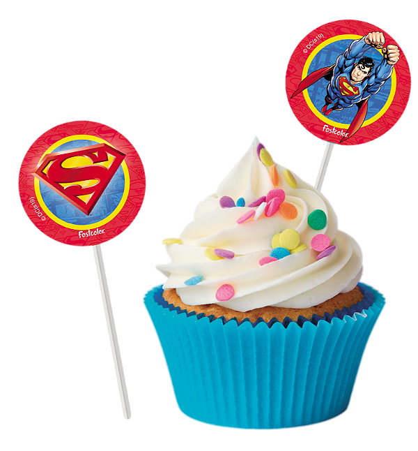 Topper Para Docinhos Festa Superman - 8 unidades - Festcolor -  Festas