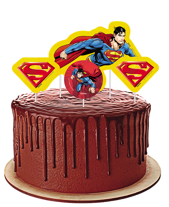 Topper para Bolo Festa Superman - 04 unidades - Festcolor - Rizzo Festas