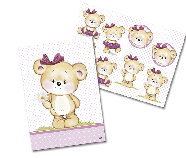 Kit Decorativo Festa Festa Ursinha Rosa - Festcolor - Rizzo Festas