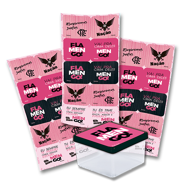 Adesivo Quadrado Decorativo Festa Flamengo Rosa - 30 unidades - Festcolor - Rizzo Festas