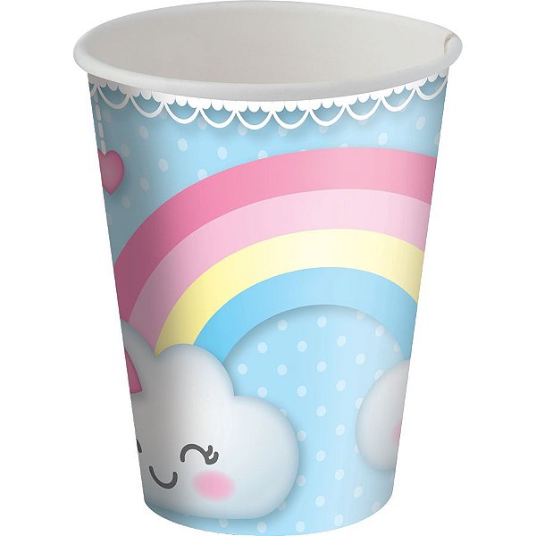 Copo de Papel 200ml Festa Chuva de Amor - 8 unidades - Festcolor -  Festas