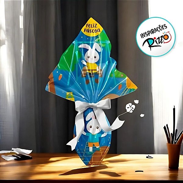 Saco Express 18x18cm para Ovos de 50g a 100g - Parquinho Azul - 5 unidades - Cromus - Rizzo