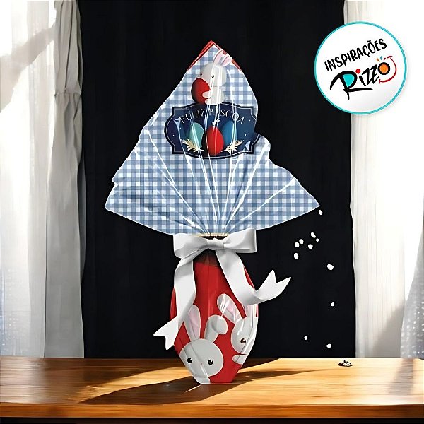 Saco Express 24x24cm para Ovos de 100g a 150g - Contos Páscoa Azul - 25 unidades - Cromus - Rizzo