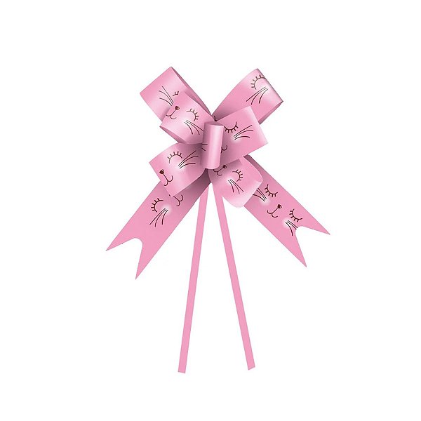 Laço Fácil - Carinha Coelho Rosa - 10 unidades - Cromus - Rizzo
