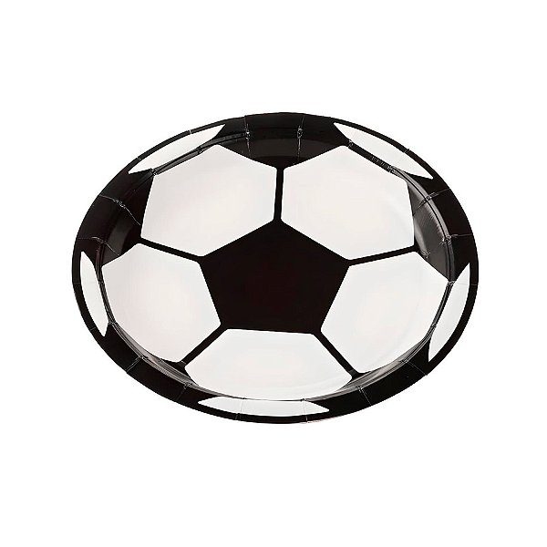Prato de Papel Redondo Biodegradável - Bola de Futebol - 8 unidades - Rizzo