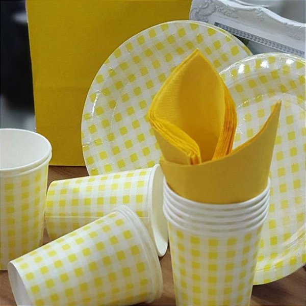 Prato Papel Biodegradável Festa Junina Amarelo - 10 unidades - 18 cm - Rizzo
