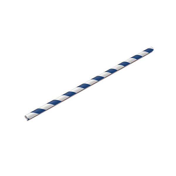 Canudo Biodegradável Listrado Branco e Azul - 20 unidades - Rizzo
