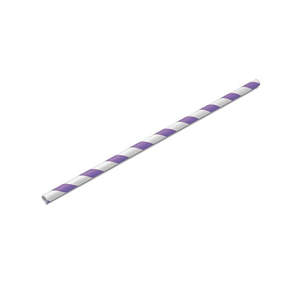 Canudo Biodegradável Listrado Branco e Lilas - 20 unidades - Rizzo