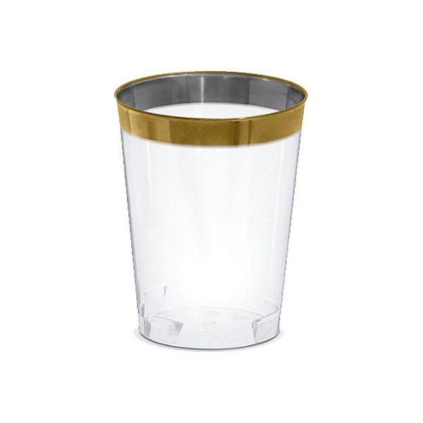 Copo água/refrigerante Borda Dourada - 4 unidades - 300 ml - Rizzo