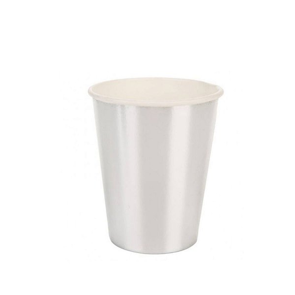 Copo de papel Liso Prata Biodegradável - 10 unidades - 270 ml - Rizzo