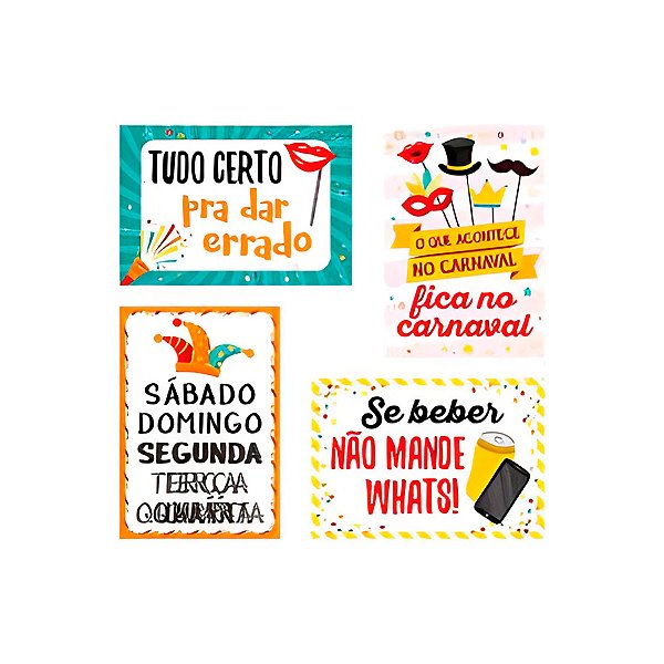 Cartaz Decorativo - Frases de Carnaval - 4 unidades - Regina - Rizzo