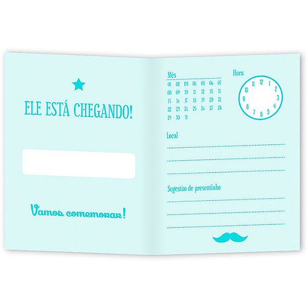 Convite de Chá de Bebê Homenzinho - 10 unidades - Regina - Rizzo