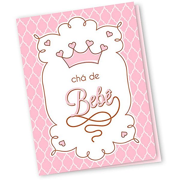 Convite de Chá de Bebê Rosa - 10 unidades - Regina - Rizzo