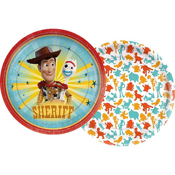 Prato de Papel Redondo Festa Toy Story 4 - 12 unidades - Regina - Rizzo