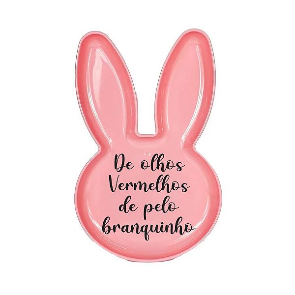 Bandeja Coelho com Frase de Páscoa - Rosa - 25x15cm - 1 unidade - Rizzo
