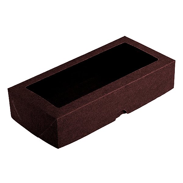 Caixa 12 Doces com Visor S12 (9cm x 19cm x 4cm) Marrom Escuro - 10 unidades - Assk - Rizzo
