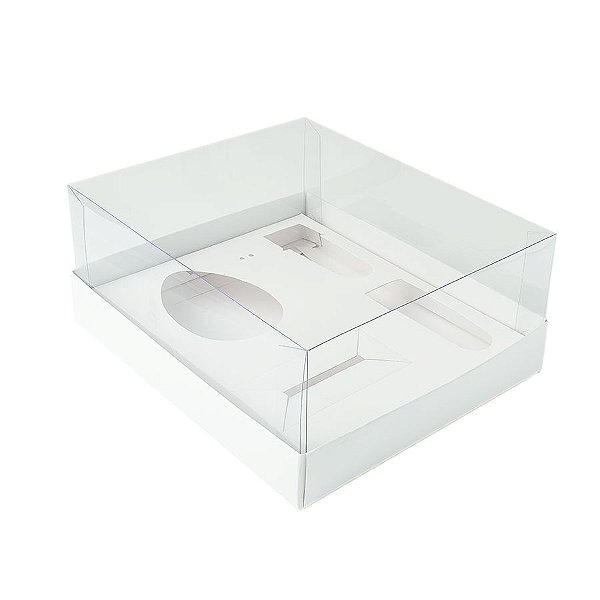 Caixa Ovo de Colher Kit Confeiteiro - Meio Ovo de 100g a 150g - 20,5cm x 17cm x 9,7cm - Branca - 5unidades - Assk