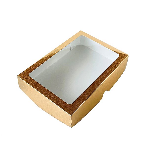 Caixa com Visor S18 (11,5cm x 15,5cm x 3,5cm) Ouro - 10 unidades - Assk - Rizzo