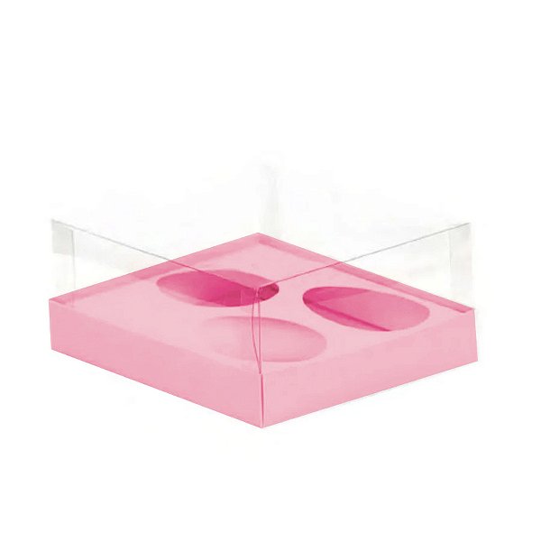 Caixa Ovo de Colher - Três Meio Ovo de 100g a 150g - 20,5cm x 17cm x 6,5cm - Rosa - 5 unidades - Assk - Rizzo
