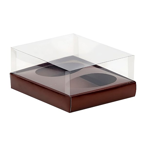 Caixa Ovo de Colher - Dois Meio Ovo de 250g - 20,5cm x 17cm x 6,5cm - Marrom - 5 unidades - Assk - Rizzo