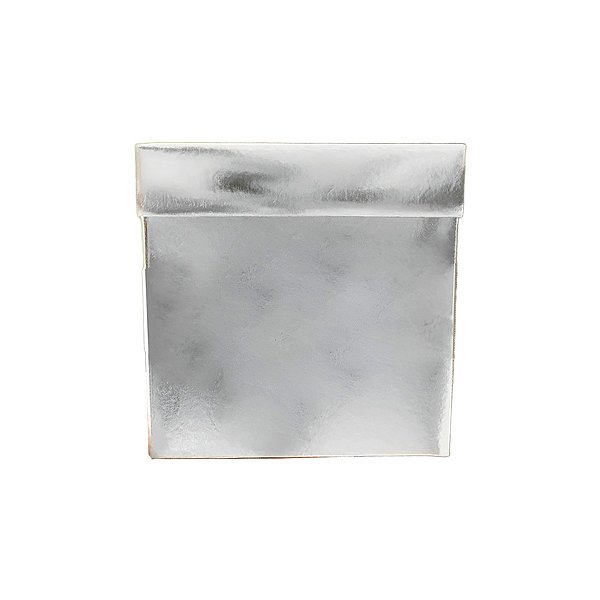 Caixa Cubo Para Presente Metalizada com Textura Prata 10x10x10cm   - 10 unidades - ASSK - Rizzo
