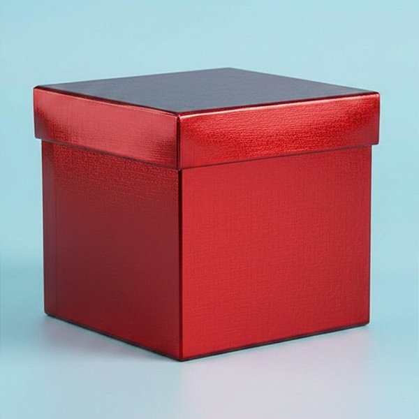 Caixa Cubo Para Presente Metalizada com Textura Vermelho 15x15x15cm   - 10 unidades - ASSK - Rizzo