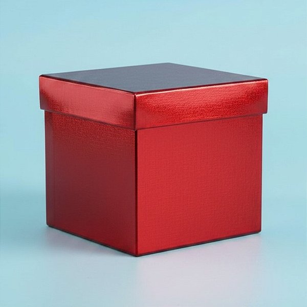 Caixa Cubo Para Presente Metalizada com Textura Vermelho 10x10x10cm - 10 unidades - ASSK - Rizzo