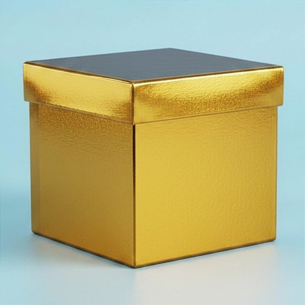 Caixa Cubo Para Presente Metalizada com Textura Dourado 15x15x15cm - 10 unidades - ASSK - Rizzo