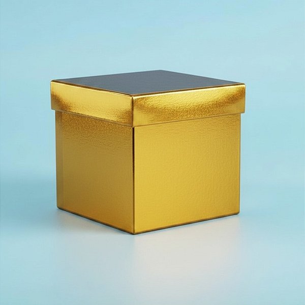 Caixa Cubo Para Presente Metalizada com Textura Dourado 8x8x8cm - 10 unidades - ASSK - Rizzo
