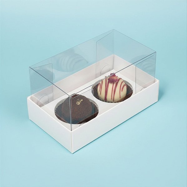 Caixa Base Brigadeiro - Branco - 2 cavidades (8,5x5x4,5cm) - 10 unidades - Assk - Rizzo