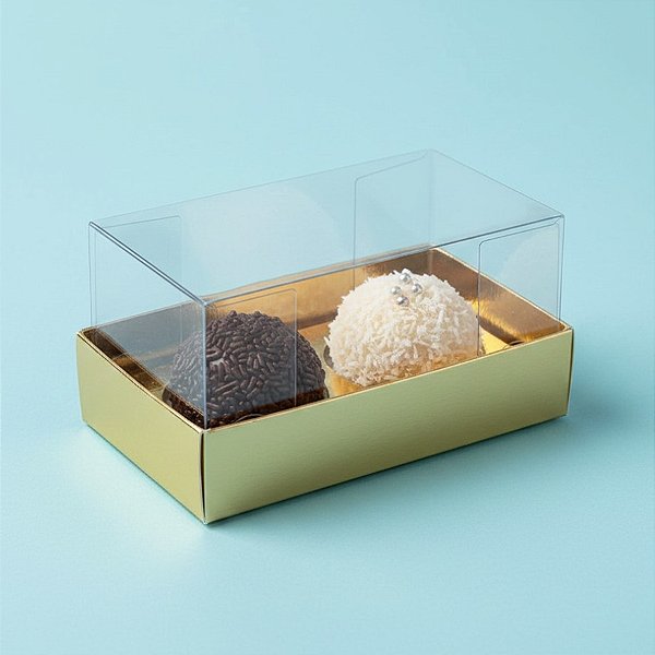 Caixa Base Brigadeiro - Dourado - 2 cavidades (8,5x5x4,5cm) - 10 unidades - Assk - Rizzo
