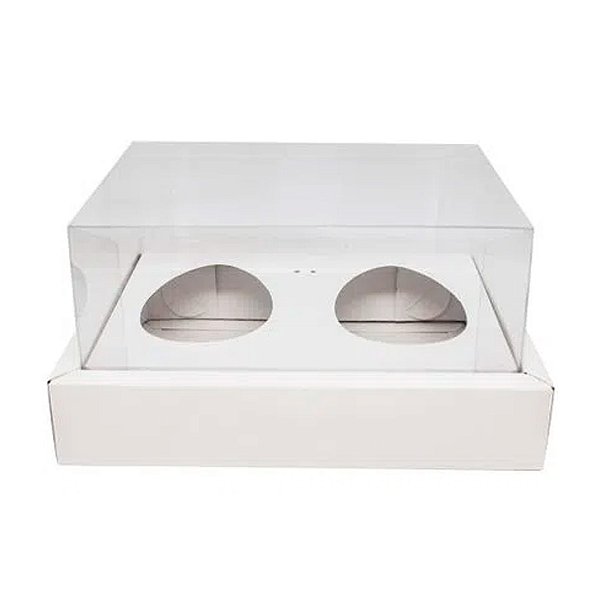 Caixa Ovo de Colher - Dois Meio Ovo de 100g a 150g - 20cm x 15,5cm x 10cm - Branca - 5 unidades - Assk - Rizzo