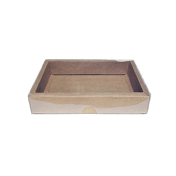 Caixa com Tampa Transparente PVC Nº 7 (13cm x 20cm x 3,5cm) Kraft 10 unidades Assk Rizzo Embalagens