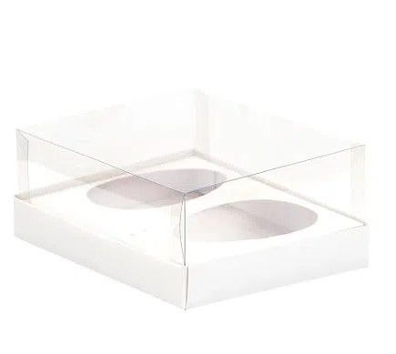 Caixa Ovo de Colher - Dois Meio Ovo de 250g - 20,5cm x 17cm x 6,5cm - Branco - 5 unidades - Assk - Rizzo